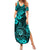 Hawaii Shaka Sign Family Matching Summer Maxi Dress and Hawaiian Shirt Polynesian Pattern Turquoise Version LT01 Mom's Dress Turquoise - Polynesian Pride