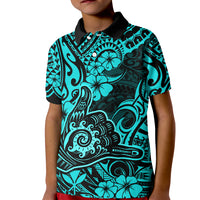 Hawaii Shaka Sign Kid Polo Shirt Polynesian Pattern Turquoise Version LT01 Kid Turquoise - Polynesian Pride