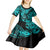 Hawaii Shaka Sign Kid Short Sleeve Dress Polynesian Pattern Turquoise Version LT01 - Polynesian Pride