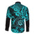 Hawaii Shaka Sign Long Sleeve Button Shirt Polynesian Pattern Turquoise Version LT01 - Polynesian Pride