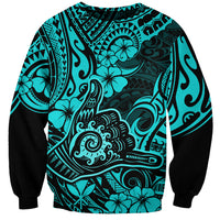 Hawaii Shaka Sign Sweatshirt Polynesian Pattern Turquoise Version LT01 Unisex Turquoise - Polynesian Pride