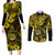 Hawaii Shaka Sign Couples Matching Long Sleeve Bodycon Dress and Long Sleeve Button Shirts Polynesian Pattern Yellow Version LT01 Yellow - Polynesian Pride