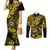 Hawaii Shaka Sign Couples Matching Mermaid Dress and Long Sleeve Button Shirts Polynesian Pattern Yellow Version LT01 Yellow - Polynesian Pride