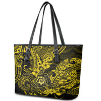Hawaii Shaka Sign Leather Tote Bag Polynesian Pattern Yellow Version LT01 - Polynesian Pride