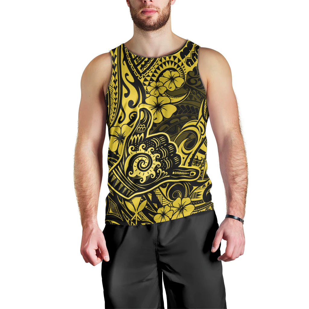 Hawaii Shaka Sign Men Tank Top Polynesian Pattern Yellow Version LT01 - Polynesian Pride