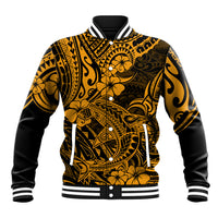 Hawaii Shark Baseball Jacket Polynesian Pattern Gold Version LT01 Unisex Gold - Polynesian Pride