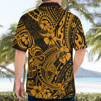 Hawaii Shark Hawaiian Shirt Polynesian Pattern Gold Version LT01 - Polynesian Pride