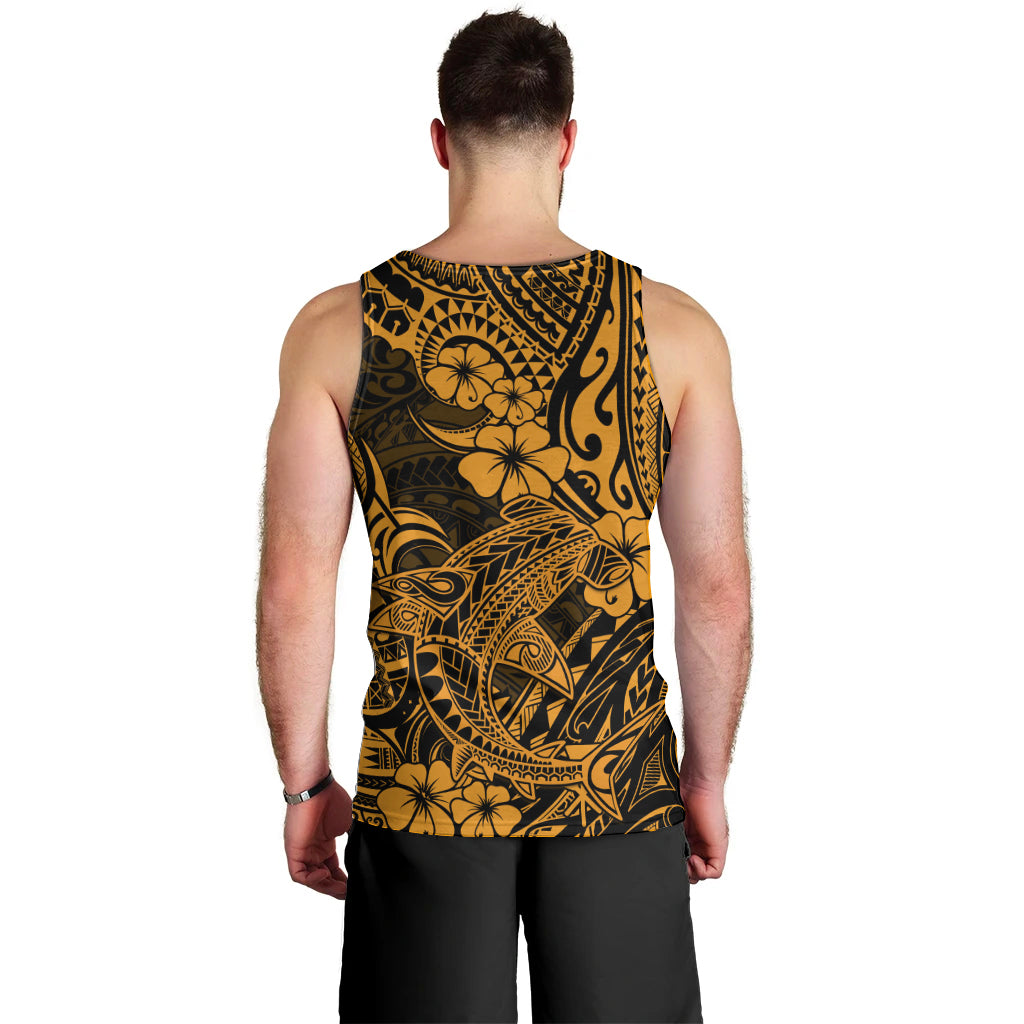 Hawaii Shark Men Tank Top Polynesian Pattern Gold Version LT01 - Polynesian Pride