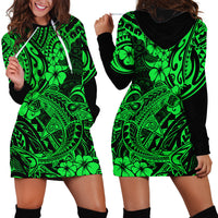 Hawaii Shark Hoodie Dress Polynesian Pattern Green Version LT01 - Polynesian Pride
