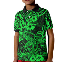 Hawaii Shark Kid Polo Shirt Polynesian Pattern Green Version LT01 Kid Green - Polynesian Pride