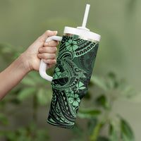 Hawaii Shark Tumbler With Handle Polynesian Pattern Green Version