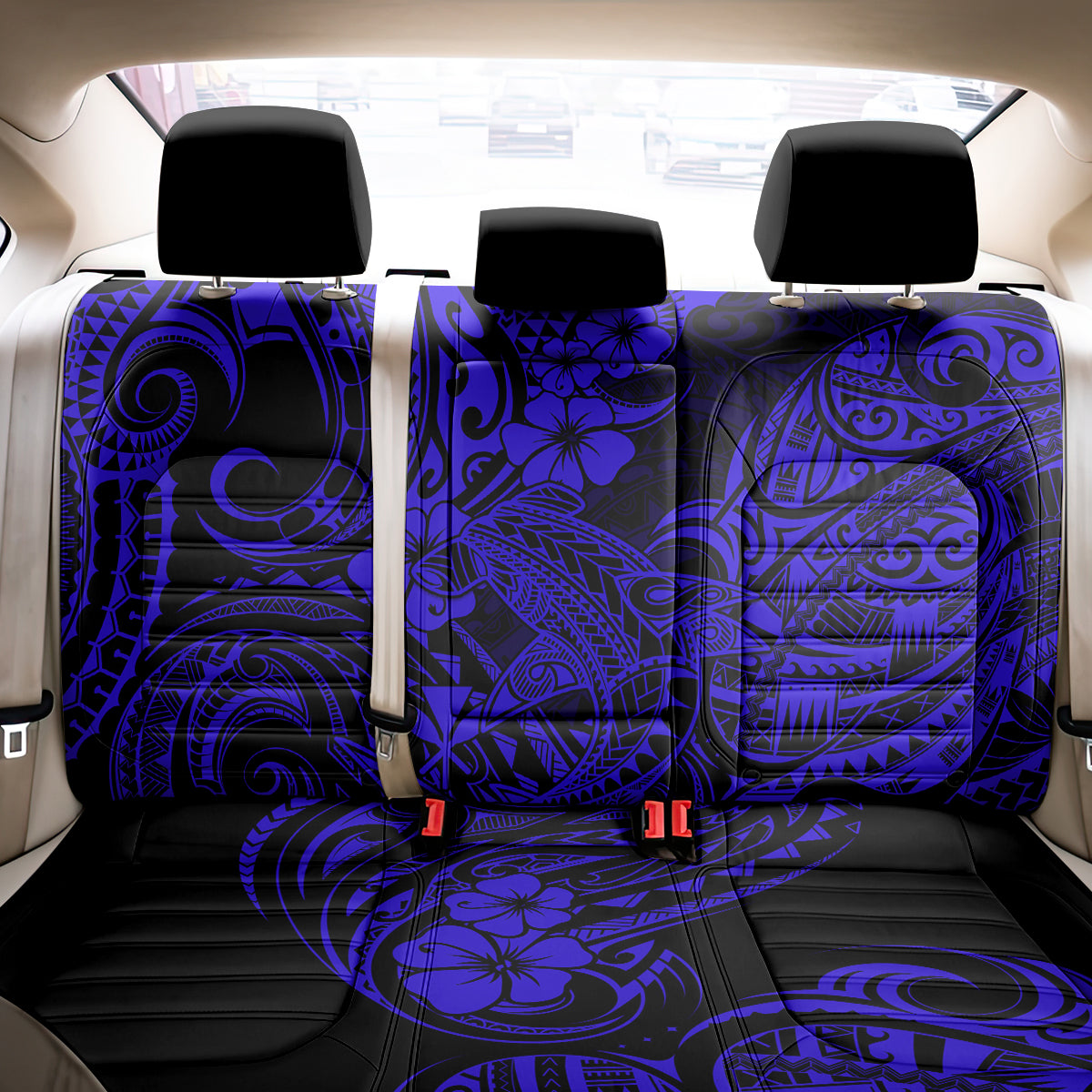 Hawaii Shark Back Car Seat Cover Polynesian Pattern Navy Blue Version LT01 - Polynesian Pride