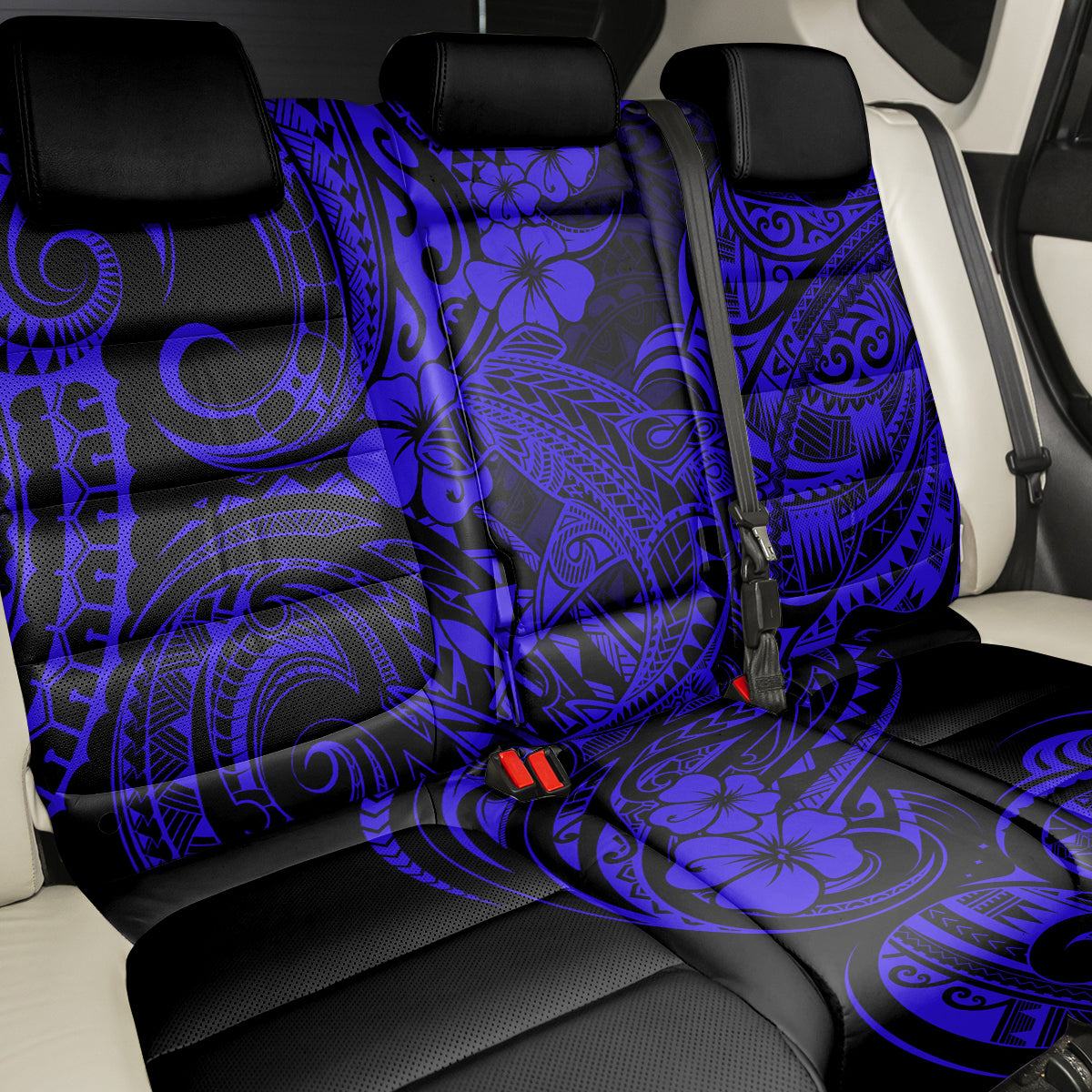 Hawaii Shark Back Car Seat Cover Polynesian Pattern Navy Blue Version LT01 - Polynesian Pride