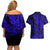 Hawaii Shark Couples Matching Off Shoulder Short Dress and Hawaiian Shirt Polynesian Pattern Navy Blue Version LT01 - Polynesian Pride