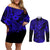 Hawaii Shark Couples Matching Off Shoulder Short Dress and Long Sleeve Button Shirts Polynesian Pattern Navy Blue Version LT01 Blue - Polynesian Pride