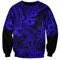 Hawaii Shark Sweatshirt Polynesian Pattern Navy Blue Version LT01 Unisex Blue - Polynesian Pride