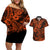 Hawaii Shark Couples Matching Off Shoulder Short Dress and Hawaiian Shirt Polynesian Pattern Orange Version LT01 Orange - Polynesian Pride