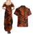 Hawaii Shark Couples Matching Summer Maxi Dress and Hawaiian Shirt Polynesian Pattern Orange Version LT01 - Polynesian Pride