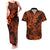 Hawaii Shark Couples Matching Tank Maxi Dress and Hawaiian Shirt Polynesian Pattern Orange Version LT01 Orange - Polynesian Pride