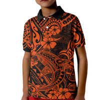 Hawaii Shark Kid Polo Shirt Polynesian Pattern Orange Version LT01 Kid Orange - Polynesian Pride