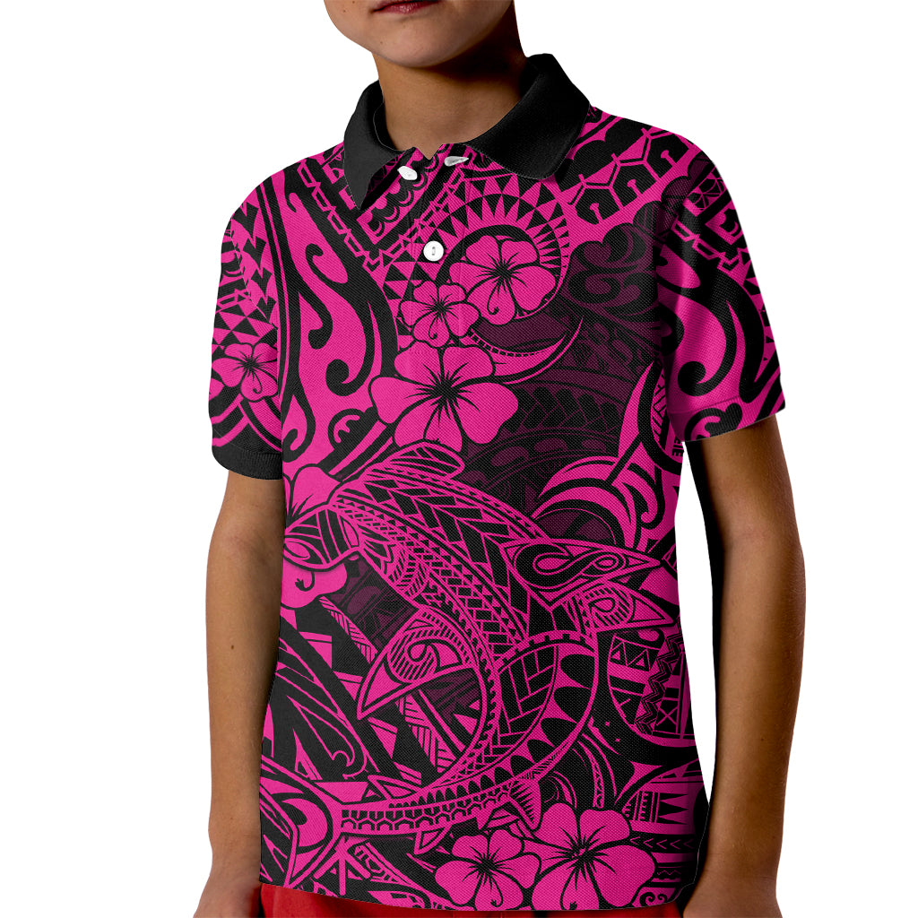 Hawaii Shark Kid Polo Shirt Polynesian Pattern Pink Version LT01 Kid Pink - Polynesian Pride