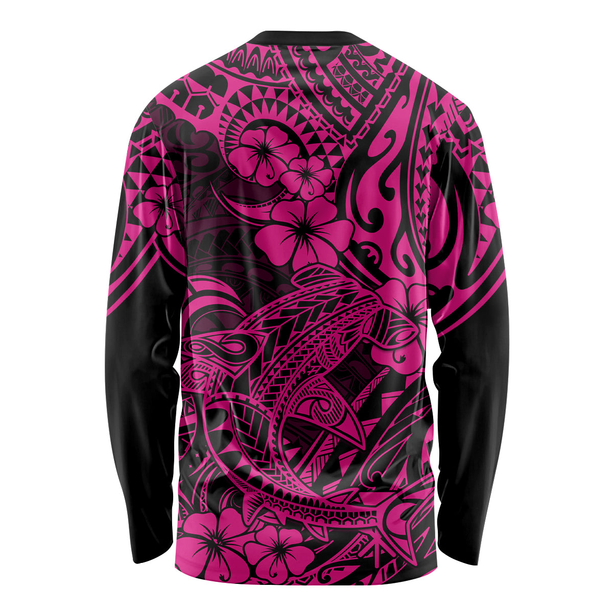 Hawaii Shark Long Sleeve Shirt Polynesian Pattern Pink Version LT01 - Polynesian Pride