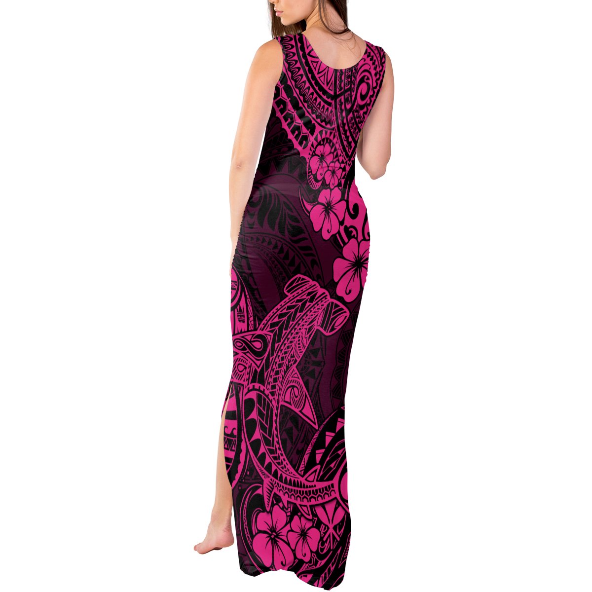 Hawaii Shark Tank Maxi Dress Polynesian Pattern Pink Version LT01 - Polynesian Pride