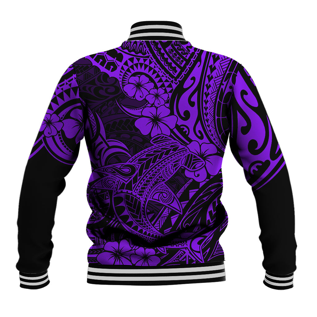 Hawaii Shark Baseball Jacket Polynesian Pattern Purple Version LT01 - Polynesian Pride