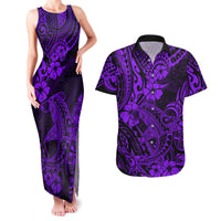 Hawaii Shark Couples Matching Tank Maxi Dress and Hawaiian Shirt Polynesian Pattern Purple Version LT01 Purple - Polynesian Pride