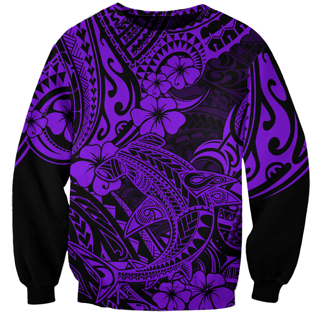 Hawaii Shark Sweatshirt Polynesian Pattern Purple Version LT01 Unisex Purple - Polynesian Pride