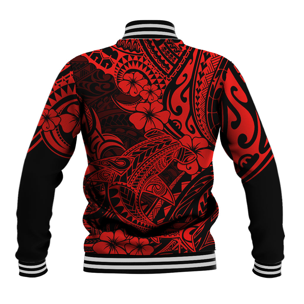 Hawaii Shark Baseball Jacket Polynesian Pattern Red Version LT01 - Polynesian Pride