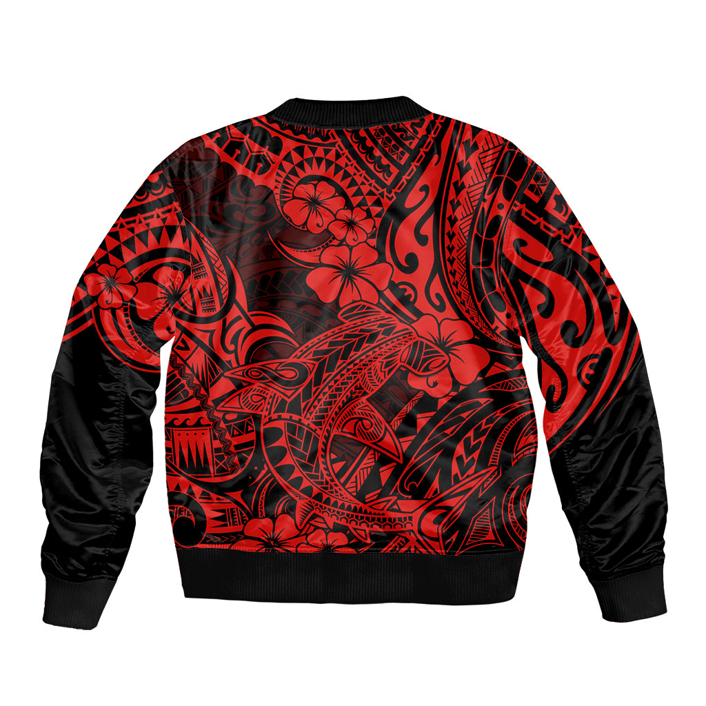 Hawaii Shark Bomber Jacket Polynesian Pattern Red Version LT01 - Polynesian Pride