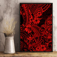 Hawaii Shark Canvas Wall Art Polynesian Pattern Red Version LT01 - Polynesian Pride