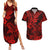 Hawaii Shark Couples Matching Summer Maxi Dress and Hawaiian Shirt Polynesian Pattern Red Version LT01 Red - Polynesian Pride