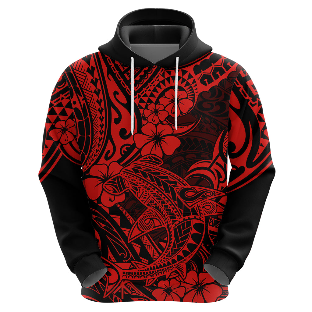 Hawaii Shark Hoodie Polynesian Pattern Red Version LT01 - Polynesian Pride