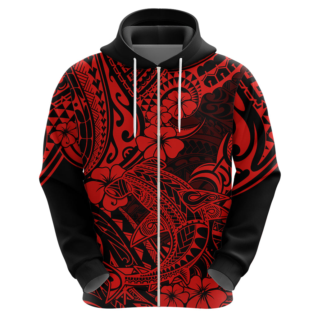 Hawaii Shark Hoodie Polynesian Pattern Red Version LT01 - Polynesian Pride