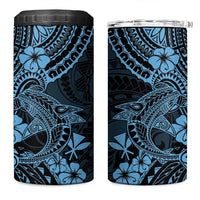 Hawaii Shark 4 in 1 Can Cooler Tumbler Polynesian Pattern Sky Blue Version