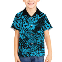 Hawaii Shark Kid Hawaiian Shirt Polynesian Pattern Sky Blue Version LT01 Kid Blue - Polynesian Pride