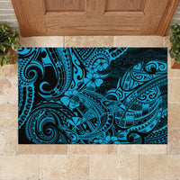 Hawaii Shark Rubber Doormat Polynesian Pattern Sky Blue Version LT01 - Polynesian Pride