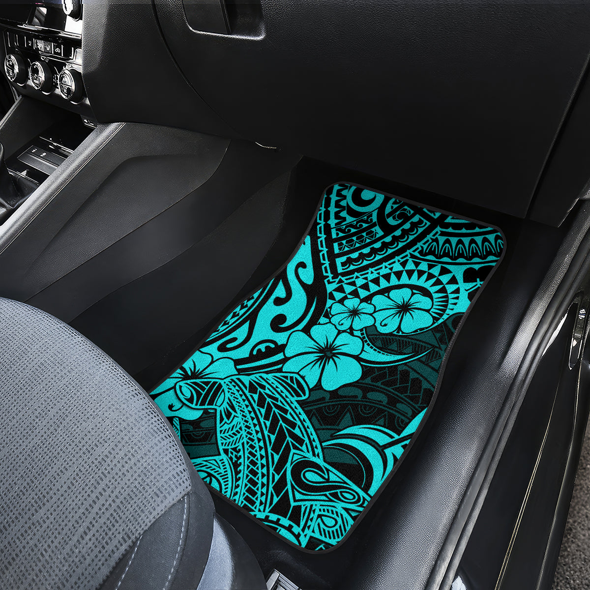 Hawaii Shark Car Mats Polynesian Pattern Turquoise Version LT01 - Polynesian Pride