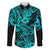 Hawaii Shark Family Matching Summer Maxi Dress and Hawaiian Shirt Polynesian Pattern Turquoise Version LT01 Dad's Shirt - Long Sleeve Turquoise - Polynesian Pride