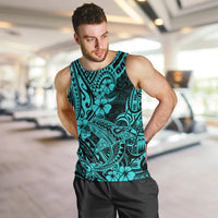 Hawaii Shark Men Tank Top Polynesian Pattern Turquoise Version LT01 - Polynesian Pride