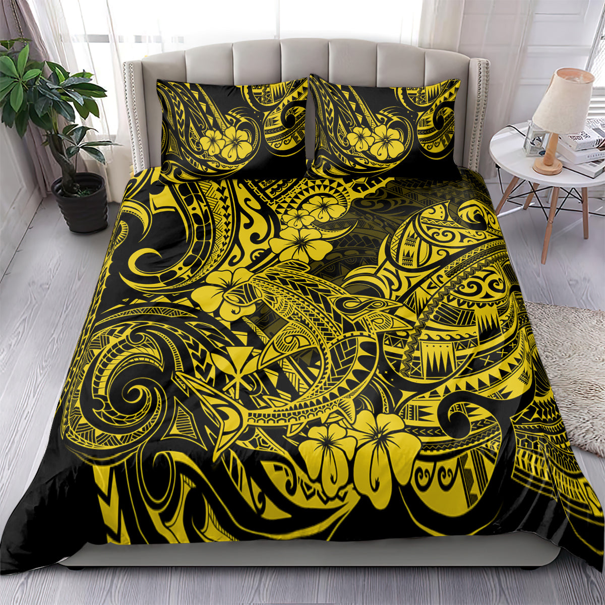 Hawaii Shark Bedding Set Polynesian Pattern Yellow Version LT01 - Polynesian Pride