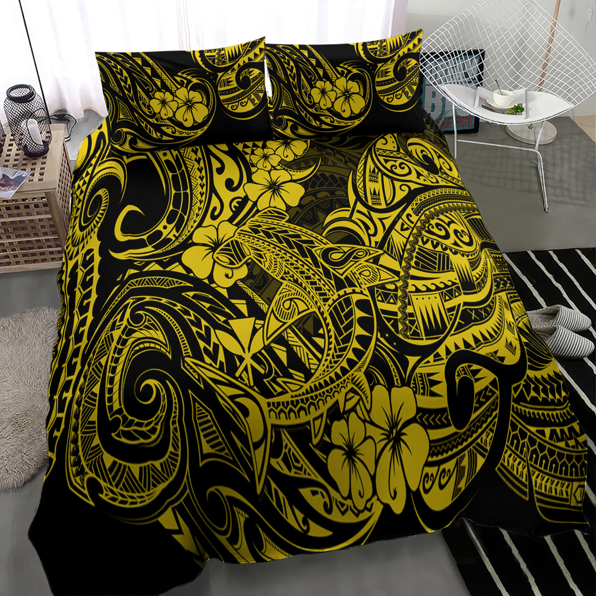 Hawaii Shark Bedding Set Polynesian Pattern Yellow Version LT01 - Polynesian Pride