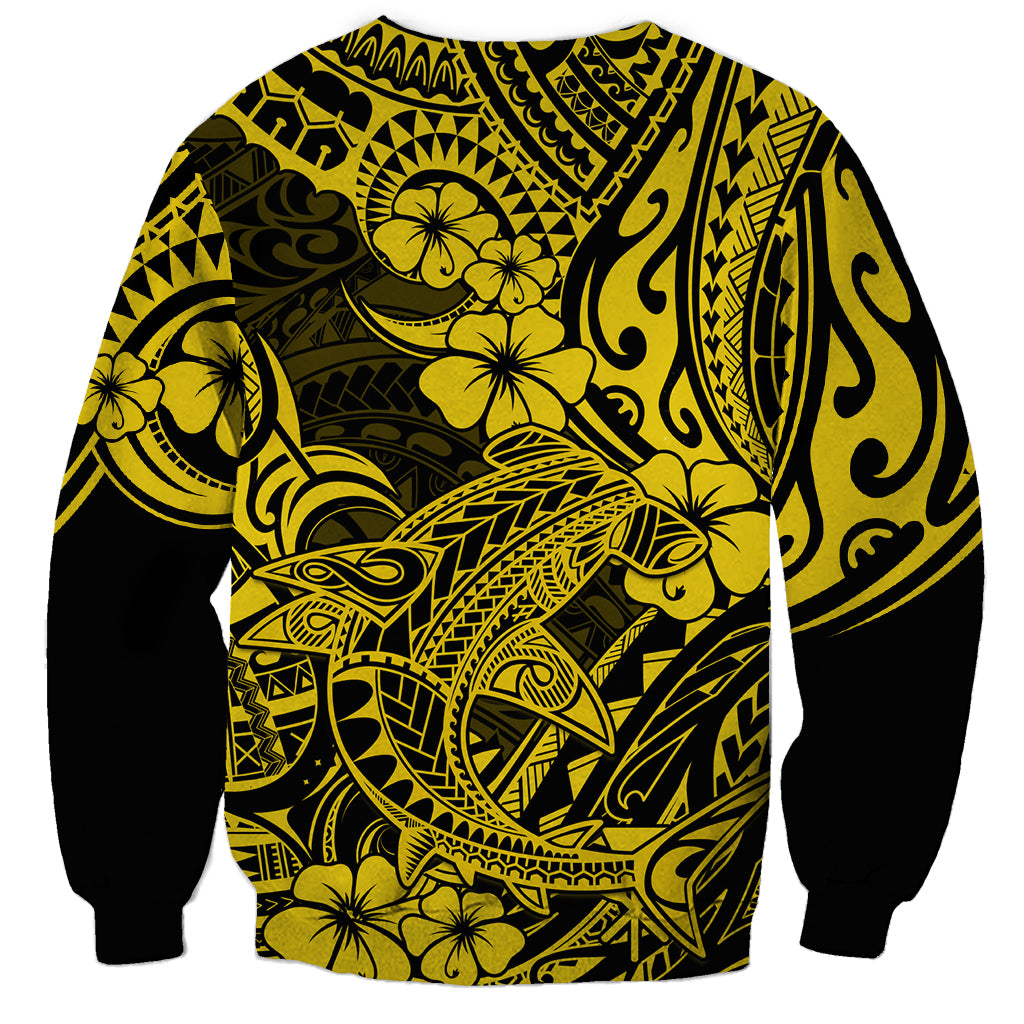 Hawaii Shark Sweatshirt Polynesian Pattern Yellow Version LT01 - Polynesian Pride