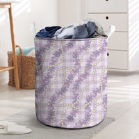Pua Kalaunu Lei Laundry Basket Palaka Pattern LT01 Purple - Polynesian Pride