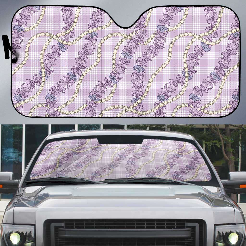 Pua Kalaunu Lei Auto Sun Shade Palaka Pattern
