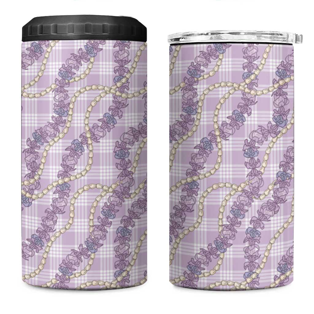 Pua Kalaunu Lei 4 in 1 Can Cooler Tumbler Palaka Pattern
