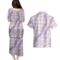 Pua Kalaunu Lei Couples Matching Puletasi and Hawaiian Shirt Palaka Pattern LT01 - Polynesian Pride