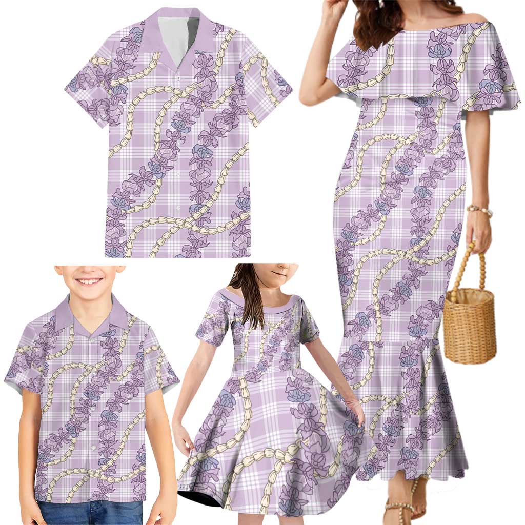 Pua Kalaunu Lei Family Matching Mermaid Dress and Hawaiian Shirt Palaka Pattern LT01 - Polynesian Pride